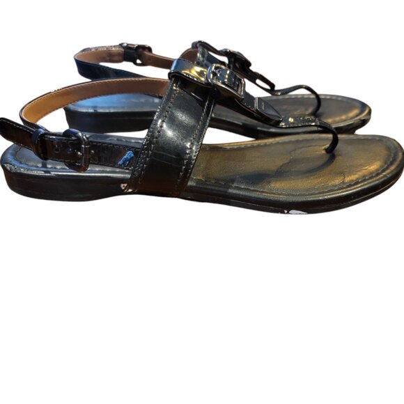 Coach Cassidy Black Leather Thong Sandals - Picture 5 of 13